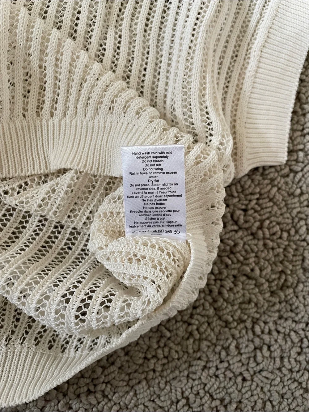 NWT Spanner - White Open-Knit Crop Top Sweater SzL - Picture 8 of 13